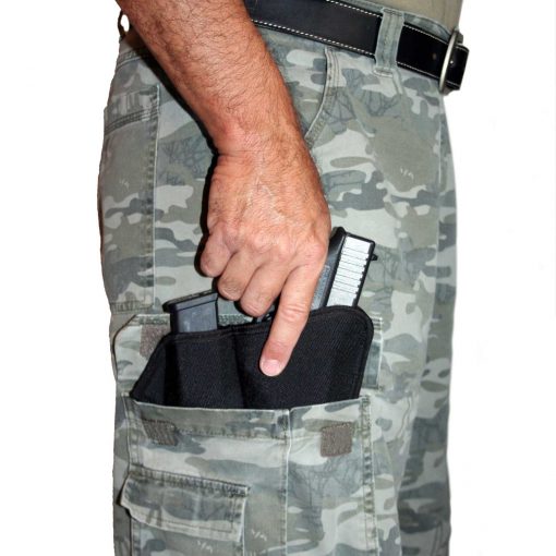 cargo pocket holster pocket-gun-holster-cargo-pants-concealed-carry-magazine-carrier-glock-19-43-26-sig-p365-smith-wesson-shield-ruger-lc9